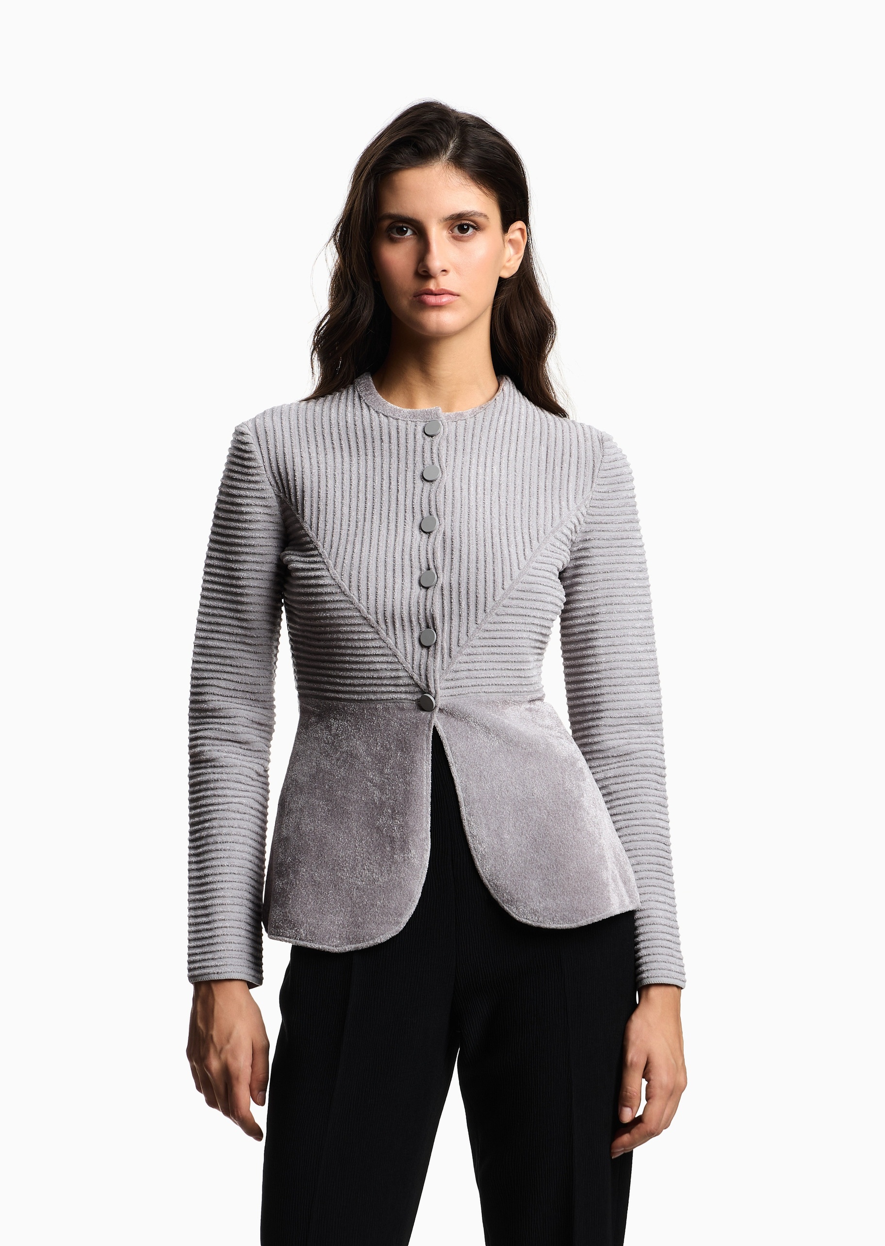 Emporio Armani 女士长袖圆领楼梯布商务休闲西装外套