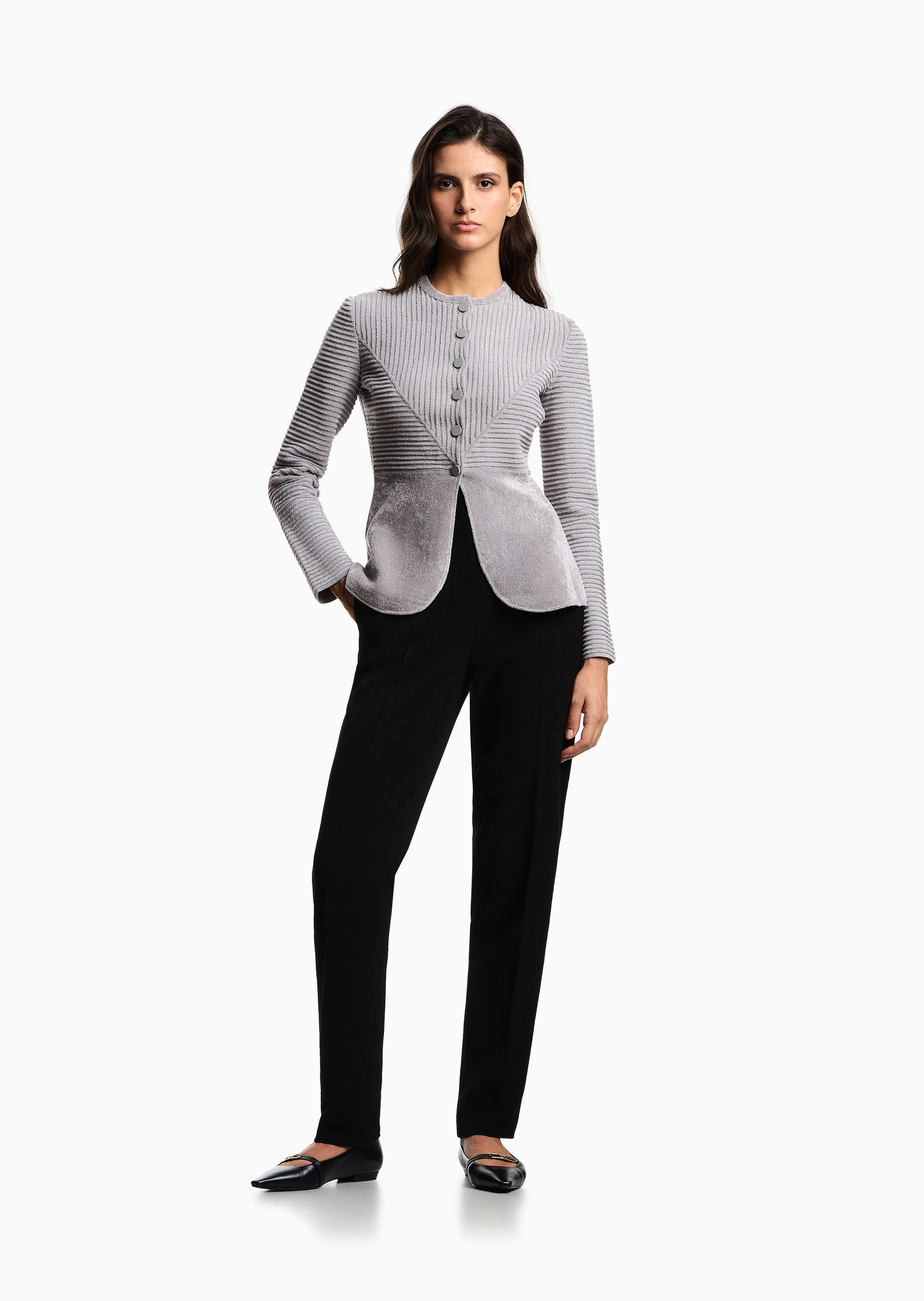 Emporio Armani 女士长袖圆领楼梯布商务休闲西装外套