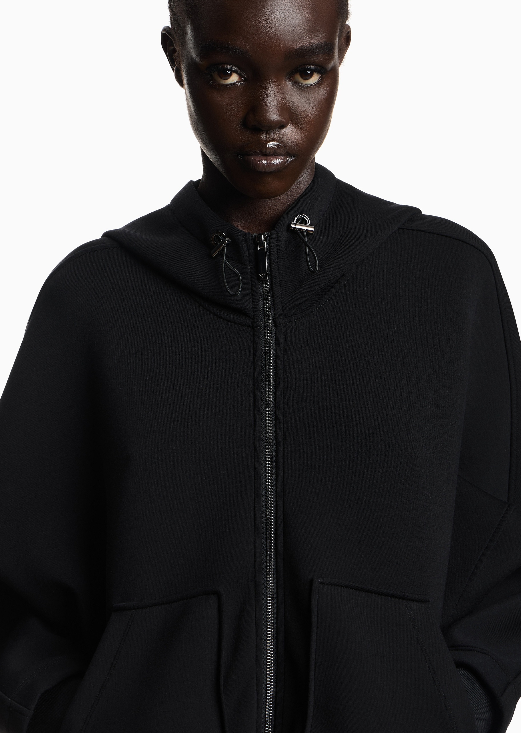 Emporio Armani 女士连帽无领休闲机能风帽夹克外套