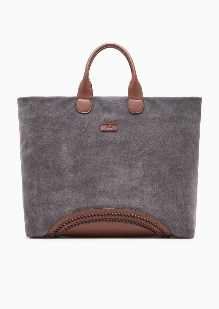 Emporio Armani 男士大容量方形撞色手提托特包