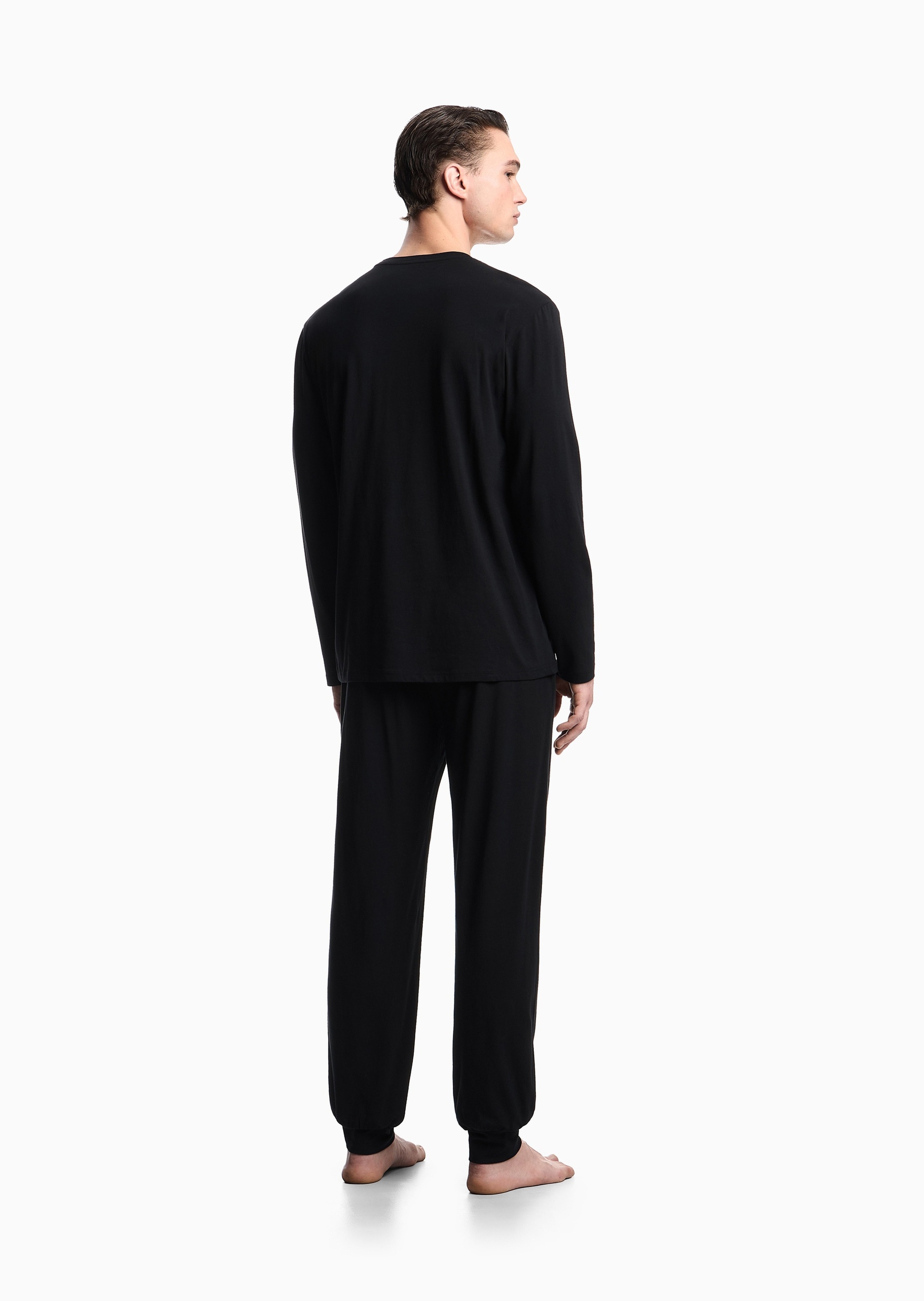 Emporio Armani 男士纯棉弹力长袖长裤松驰休闲睡衣套装