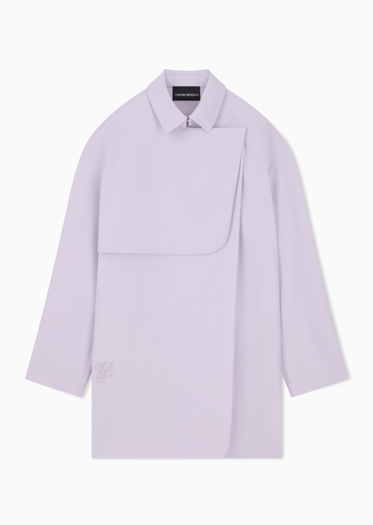 Emporio Armani 女士长袖翻领落肩垂感纯色休闲大衣