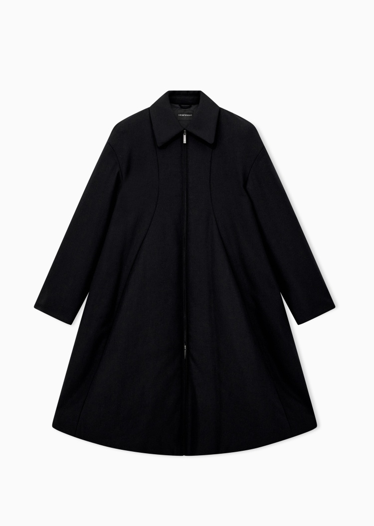 Emporio Armani 女士轻薄长袖翻领落肩拉链门襟棉服