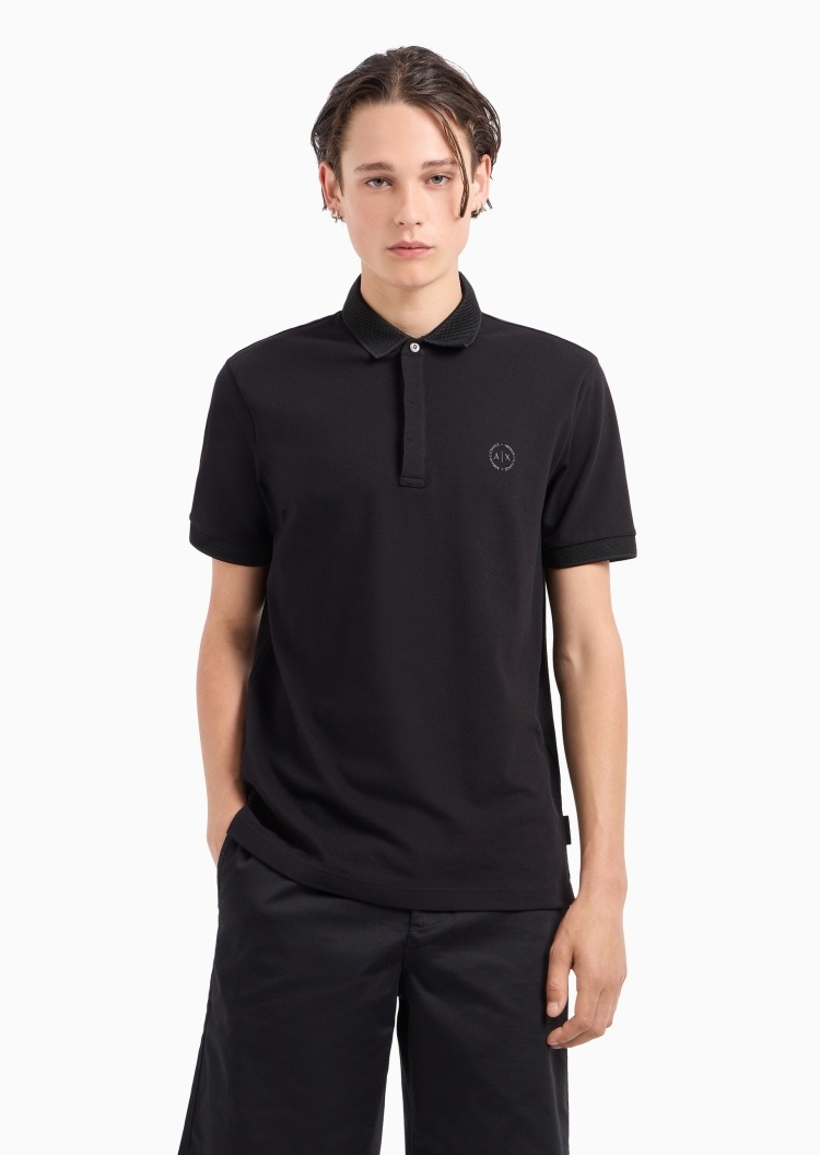 ARMANI EXCHANGE 男士纯棉微弹修身短袖翻领Polo衫