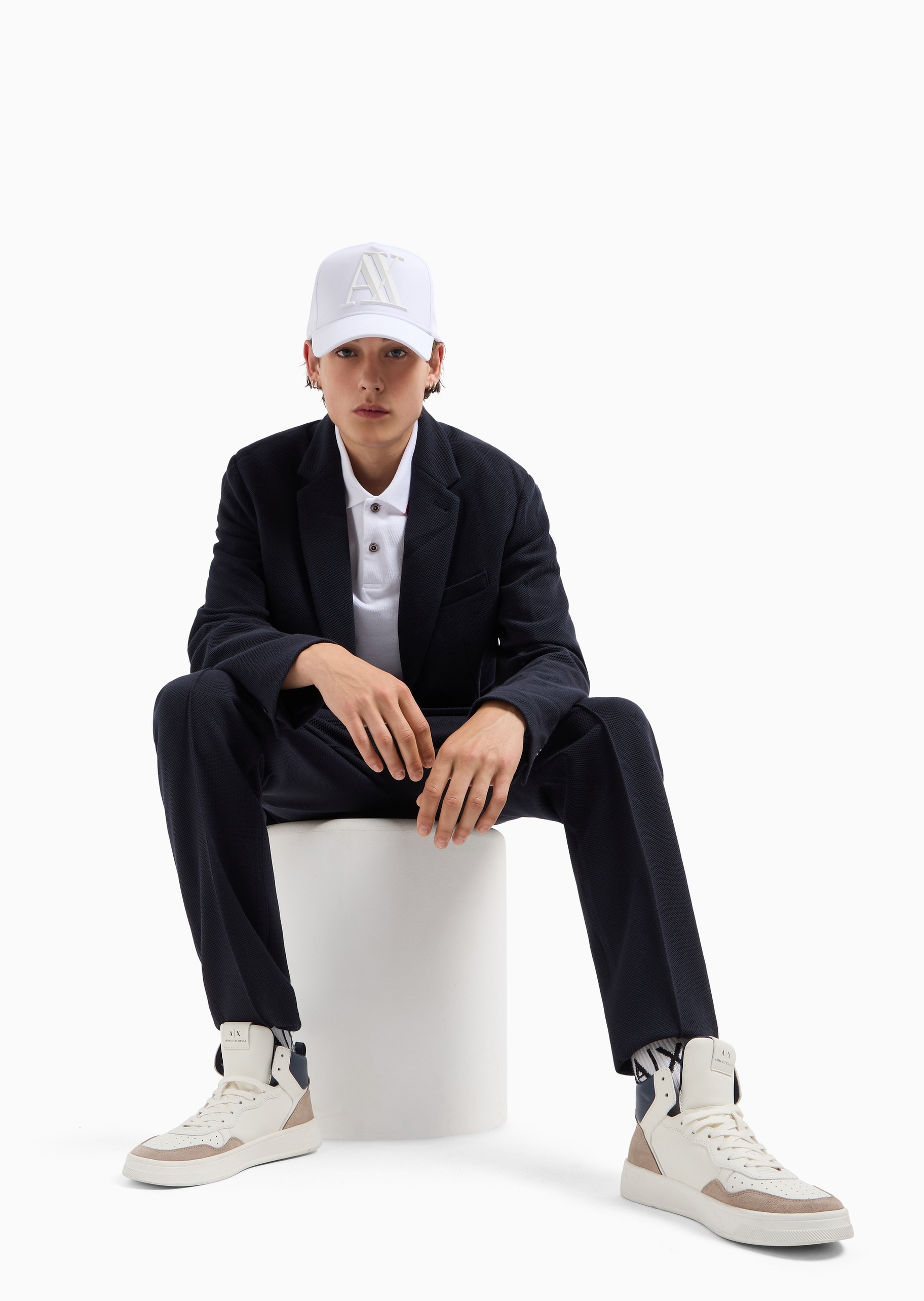 ARMANI EXCHANGE 男士全棉短袖翻领饰边休闲运动Polo衫