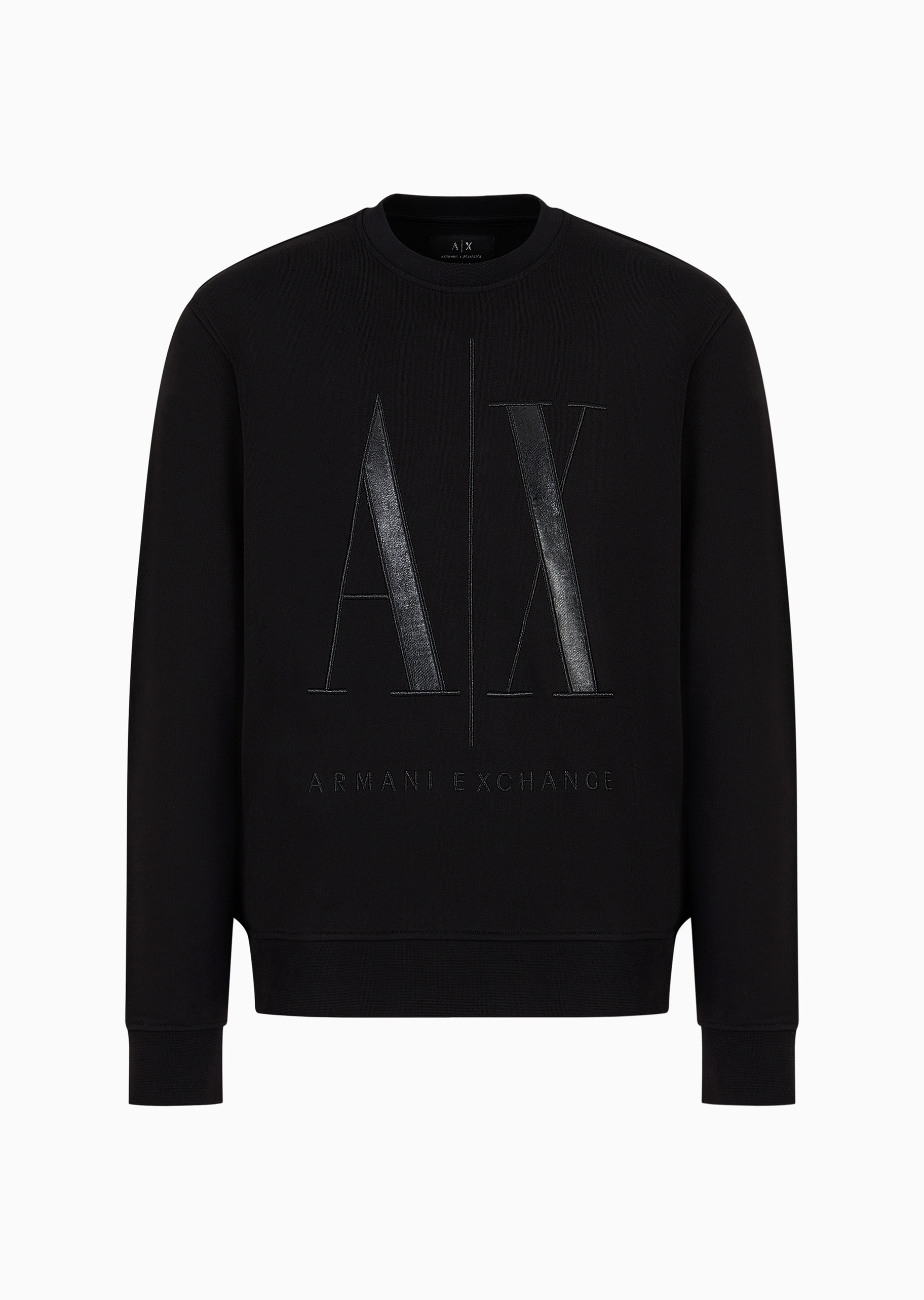 ARMANI EXCHANGE 男士全棉重磅合身长袖圆领LOGO刺绣卫衣