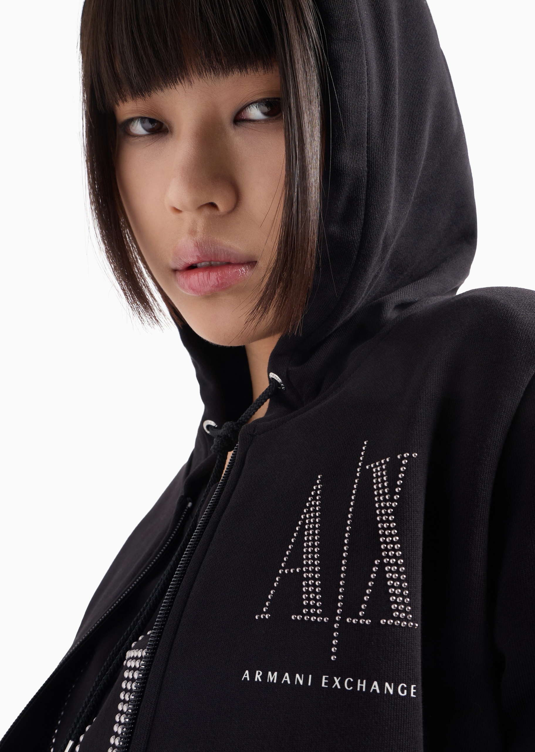 ARMANI EXCHANGE 女士全棉修身长袖连帽休闲运动卫衣外套