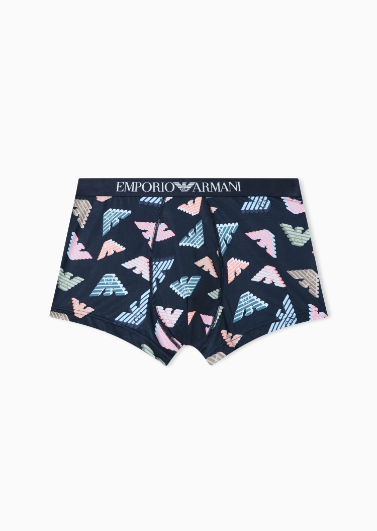 Emporio Armani 男士弹力平角撞色满印鹰标时尚内裤