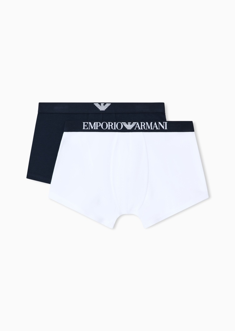 Emporio Armani 男士弹力平角两条装提花饰边内裤套装