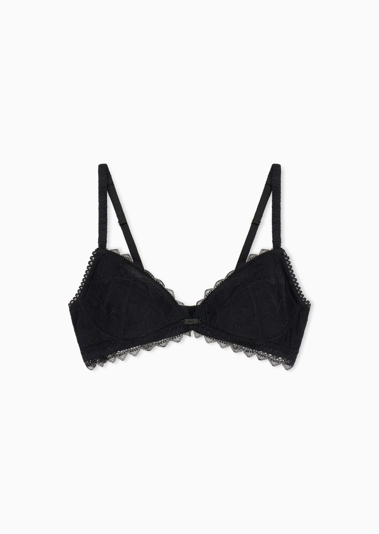 Emporio Armani 女士三角罩杯调节肩带蕾丝带衬垫文胸
