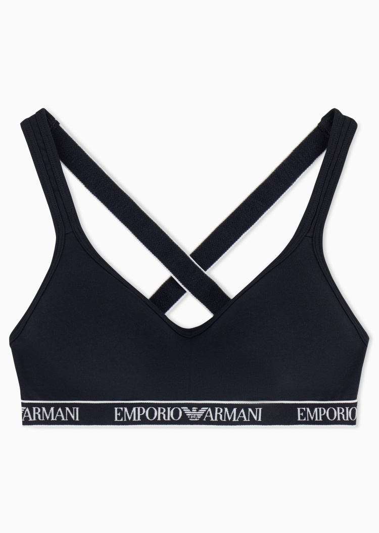 Emporio Armani 女士弹力交叉肩带无钢圈饰边文胸