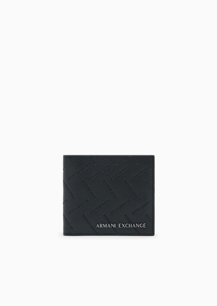 ARMANI EXCHANGE 男士牛皮革多卡位压花轻便轻薄钱夹钱包卡包