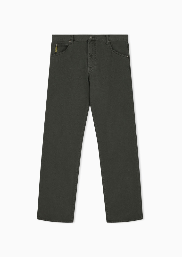 Emporio Armani 男士纯棉宽松中腰长款直筒休闲牛仔裤