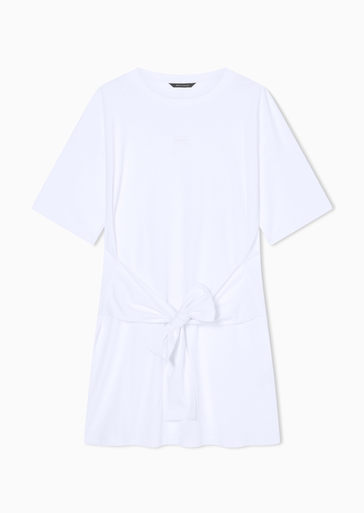 ARMANI EXCHANGE 女士纯棉短袖短款落肩系带连衣裙