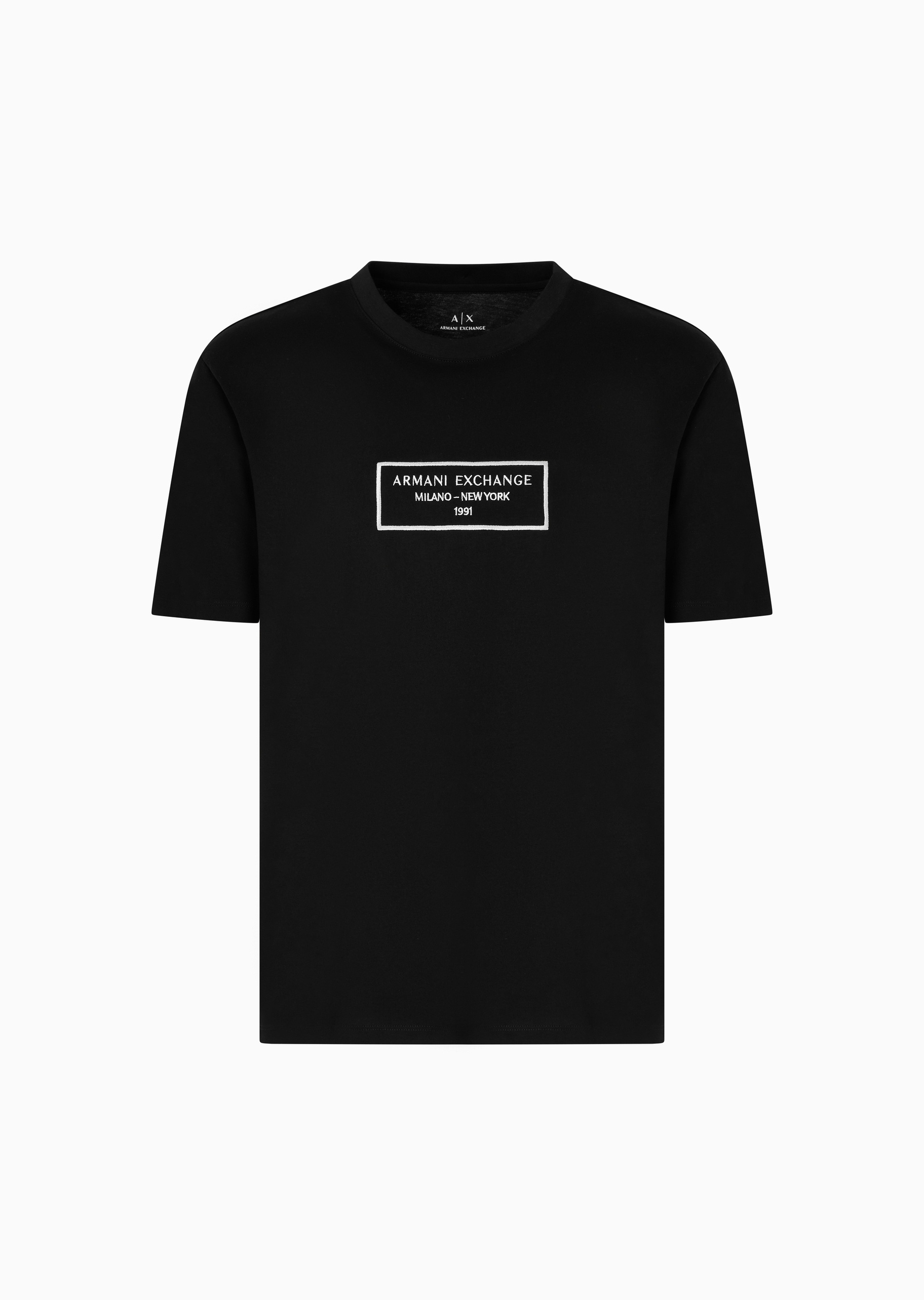 ARMANI EXCHANGE 男士全棉合身短袖圆领正肩标识刺绣T恤