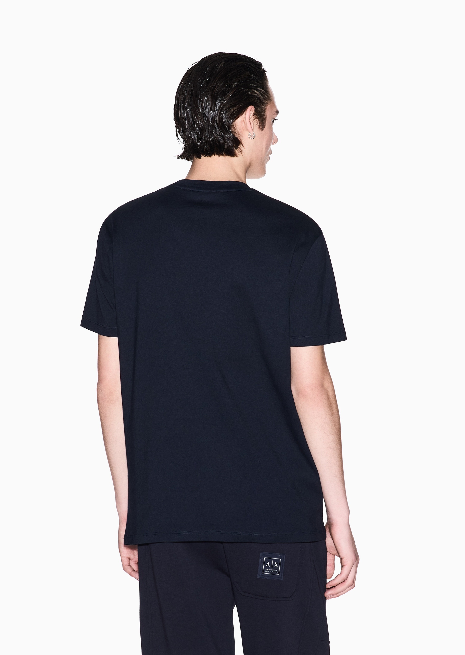 ARMANI EXCHANGE 男士纯棉合身短袖圆领正肩字母刺绣T恤