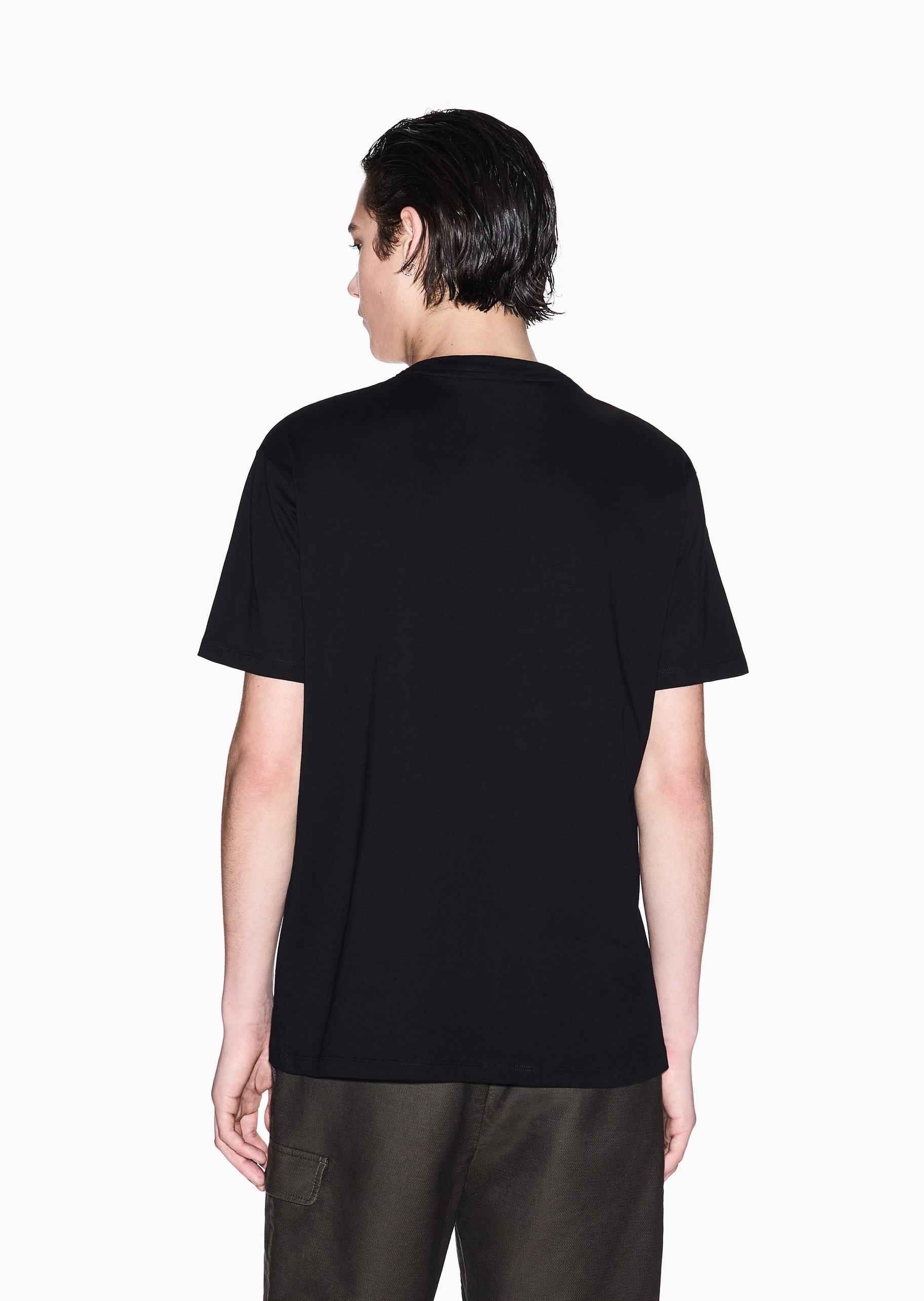 ARMANI EXCHANGE 男士全棉合身短袖圆领正肩标识刺绣T恤