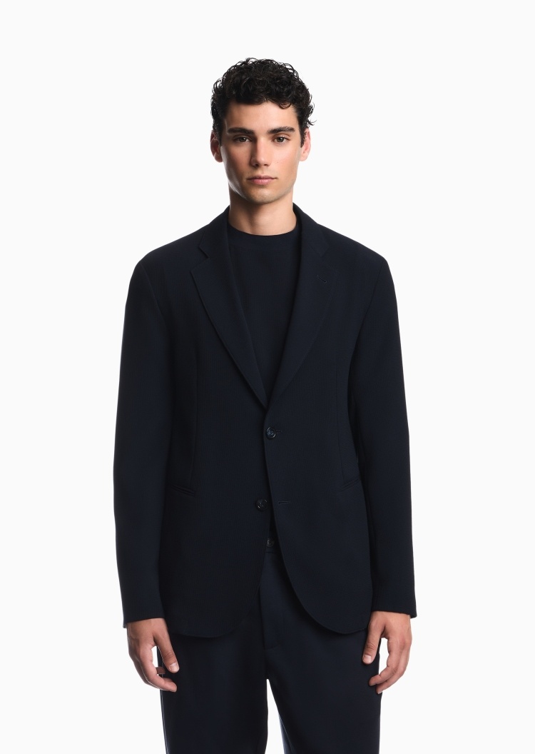 Emporio Armani 男士长袖平驳领商务休闲西装外套