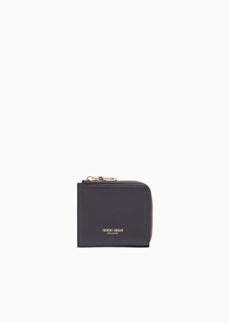 Giorgio Armani 女士牛皮革环绕拉链多卡位手拿钱包