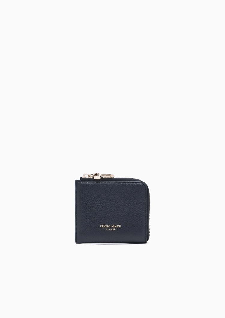 Giorgio Armani 女士牛皮革环绕拉链多卡位手拿钱包