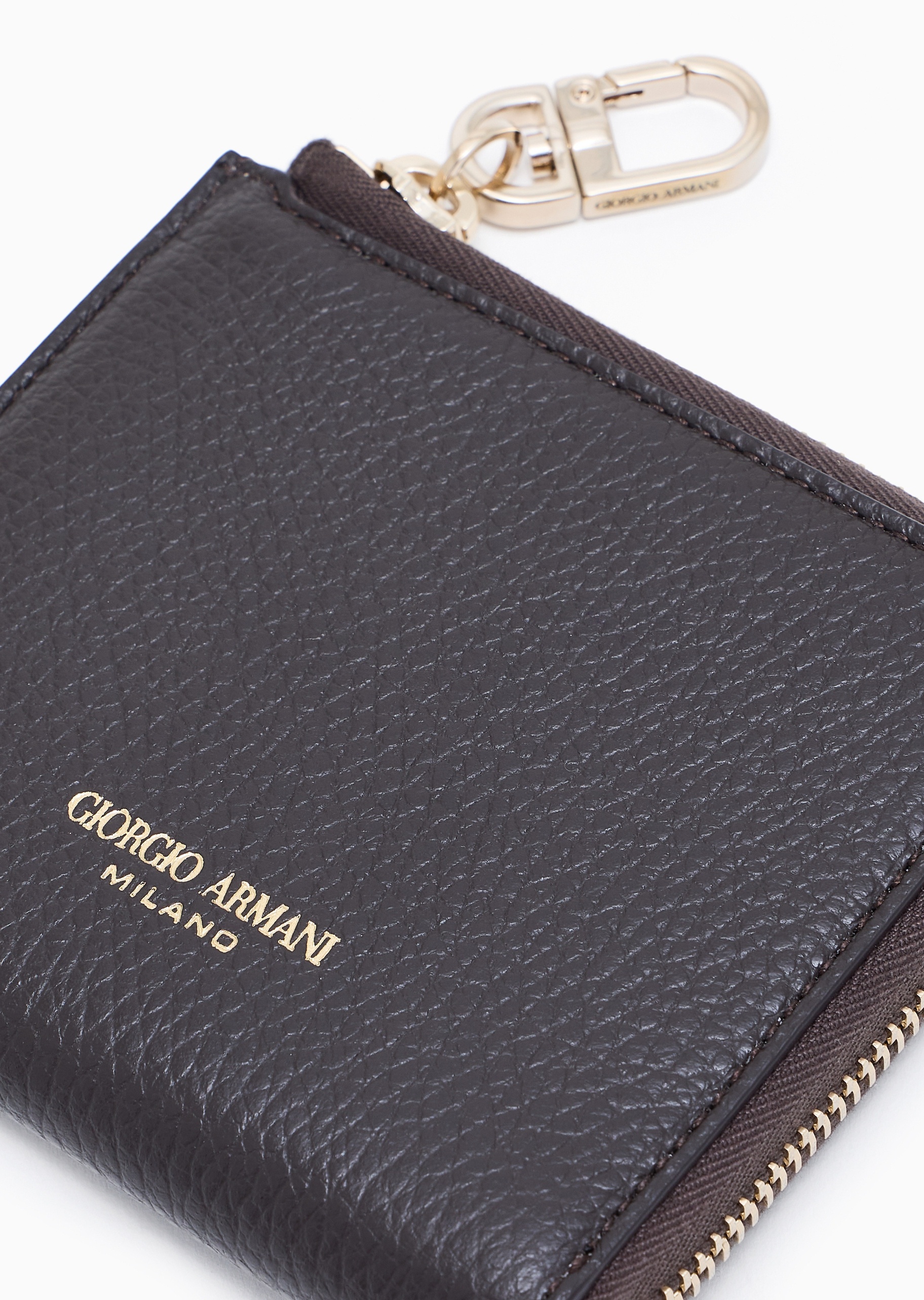 Giorgio Armani 女士牛皮革环绕拉链多卡位手拿钱包