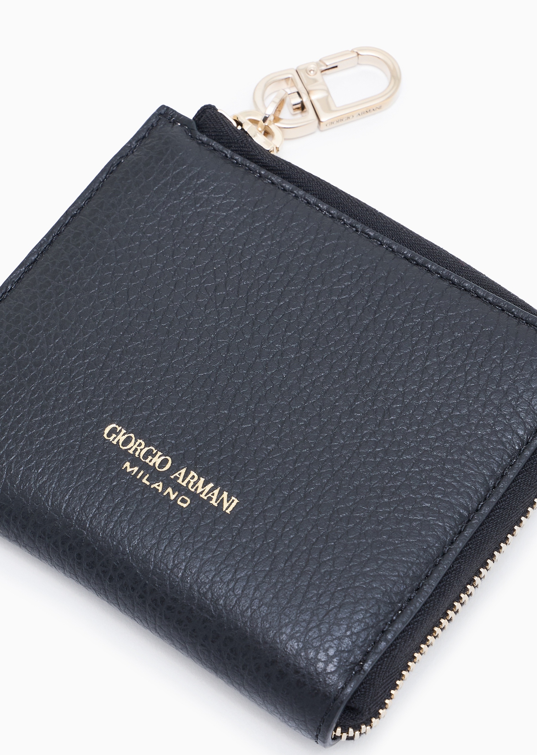 Giorgio Armani 女士牛皮革环绕拉链多卡位手拿钱包