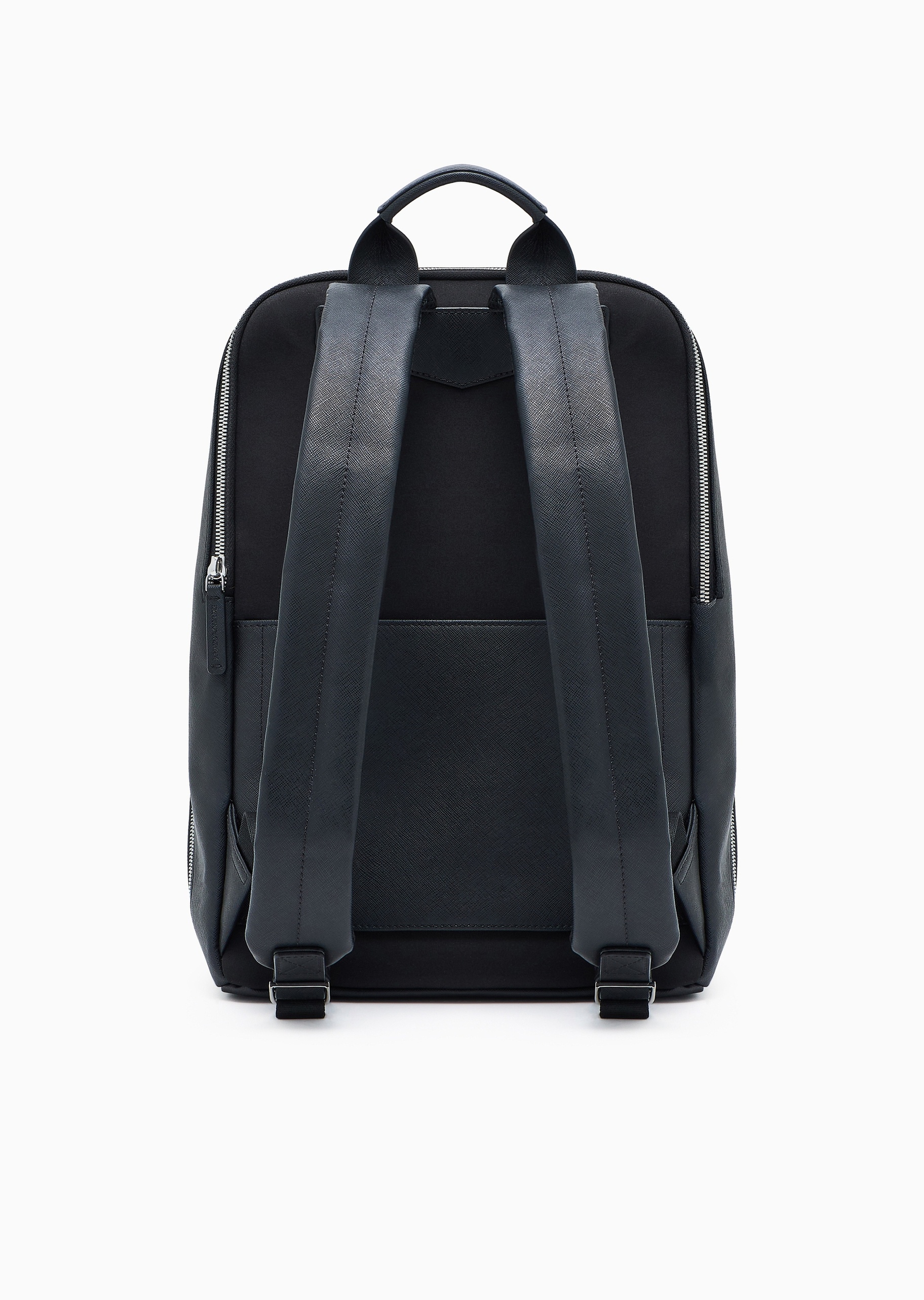 Emporio Armani 男士拉链可调节肩带十字纹手提双肩包