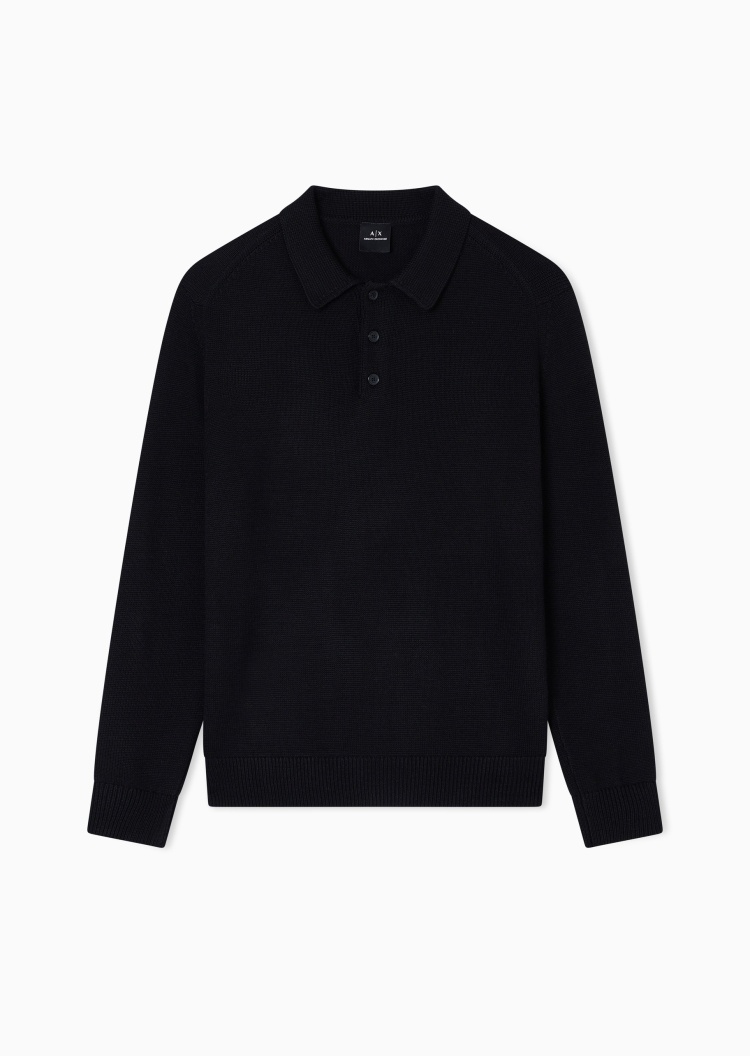 ARMANI EXCHANGE 男士Polo领翻领羊毛混纺套头针织毛衣