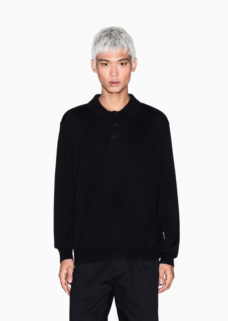 ARMANI EXCHANGE 男士Polo领翻领羊毛混纺套头针织毛衣