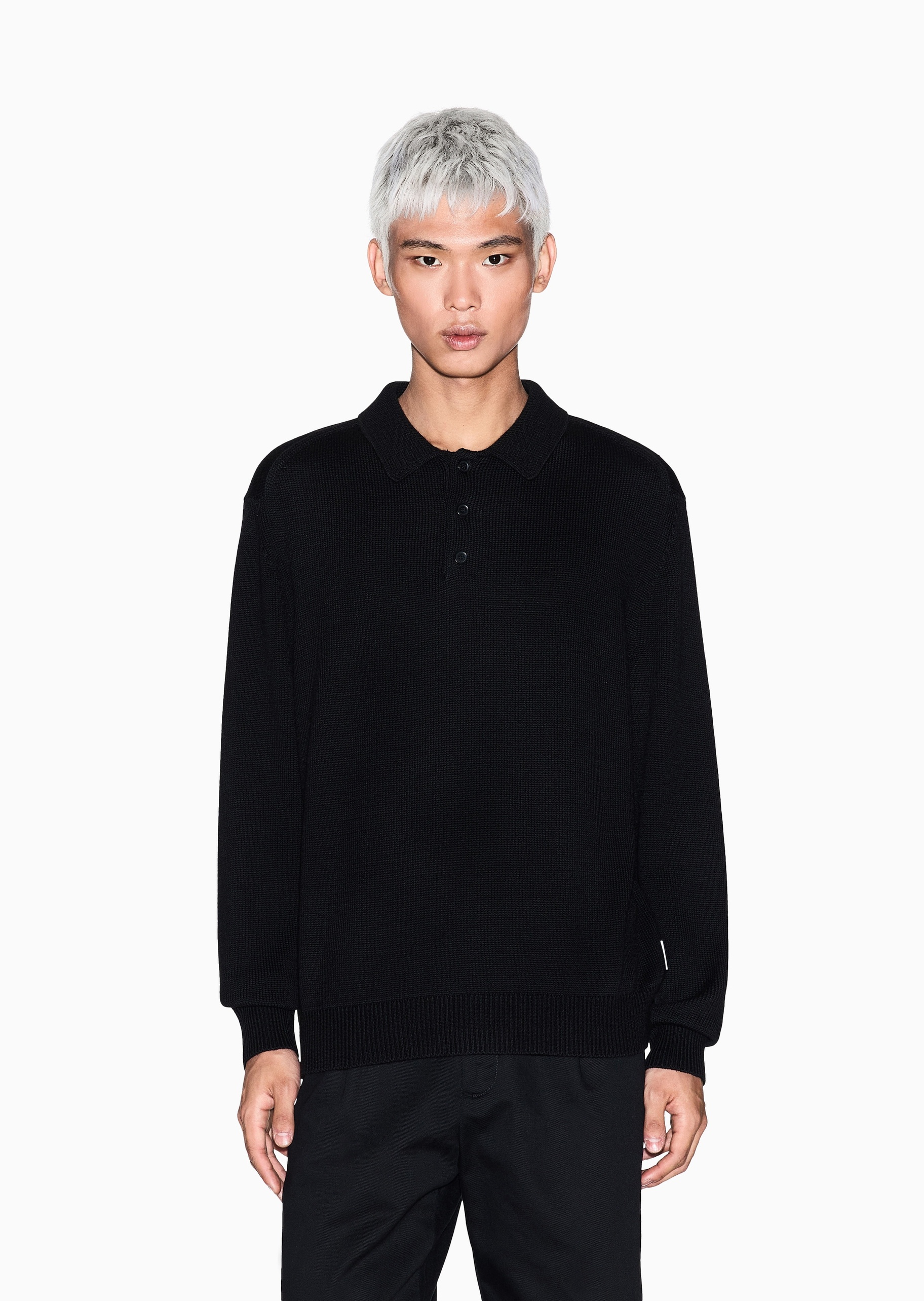 ARMANI EXCHANGE 男士Polo领翻领羊毛混纺套头针织毛衣