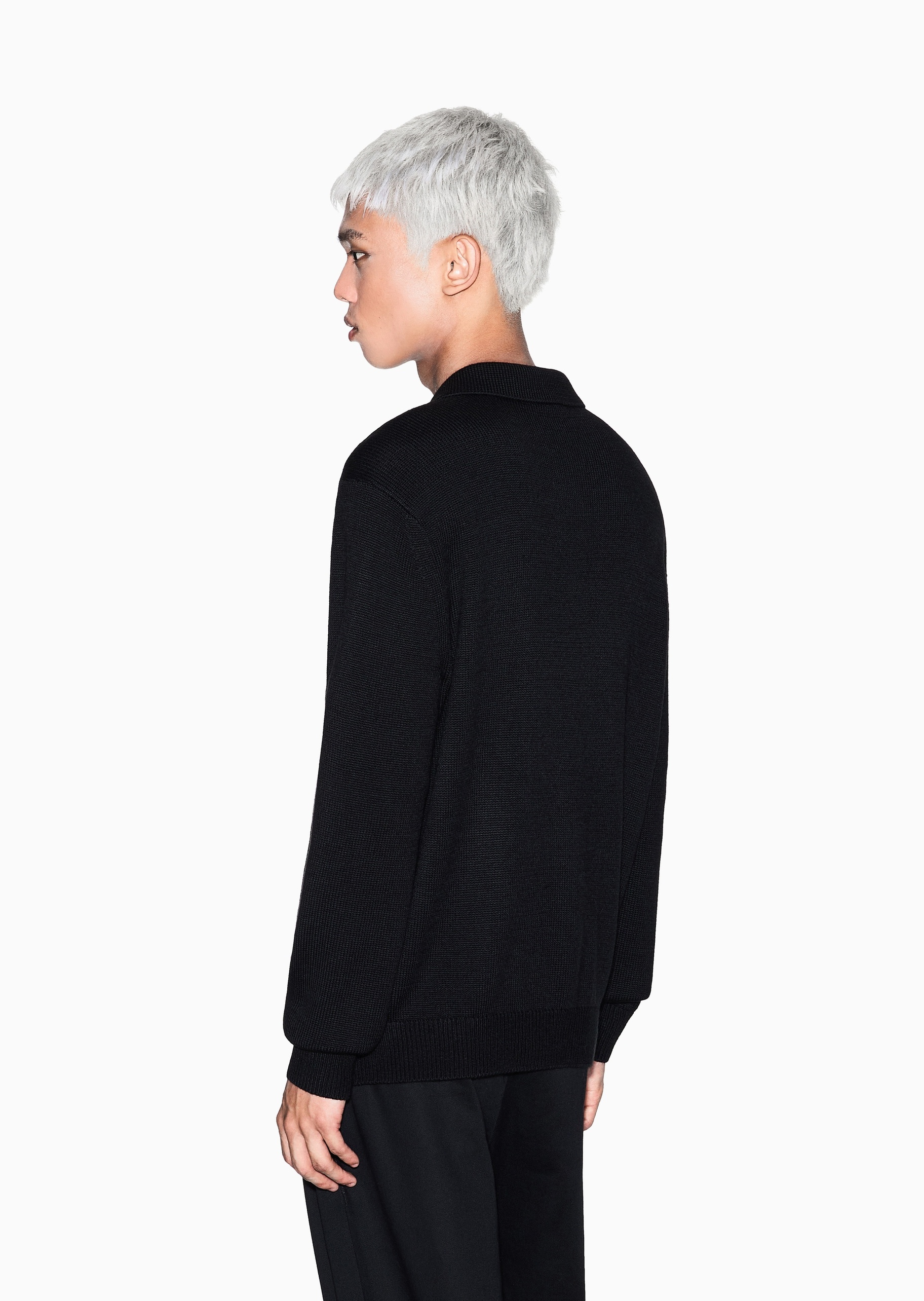 ARMANI EXCHANGE 男士Polo领翻领羊毛混纺套头针织毛衣