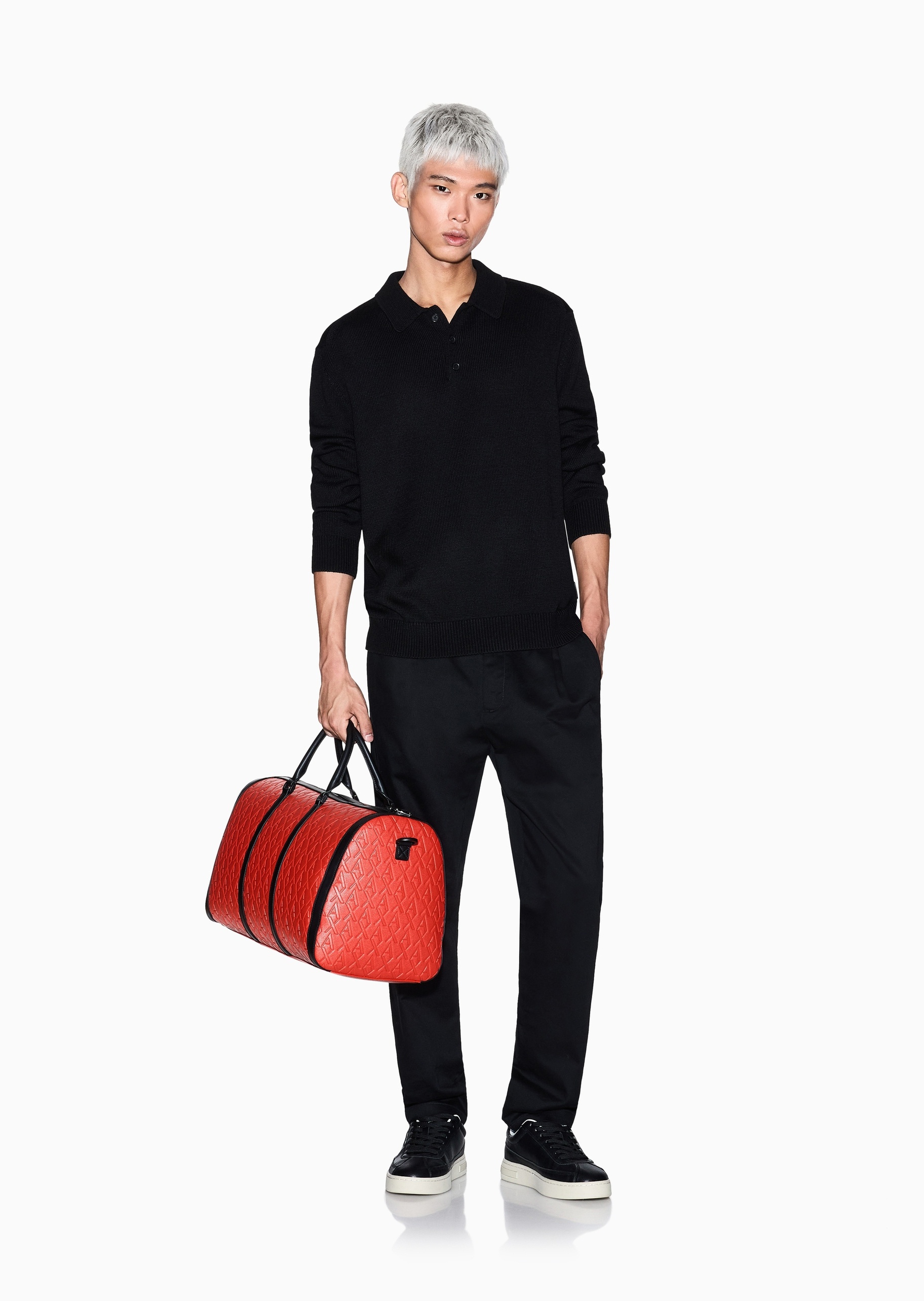 ARMANI EXCHANGE 男士Polo领翻领羊毛混纺套头针织毛衣