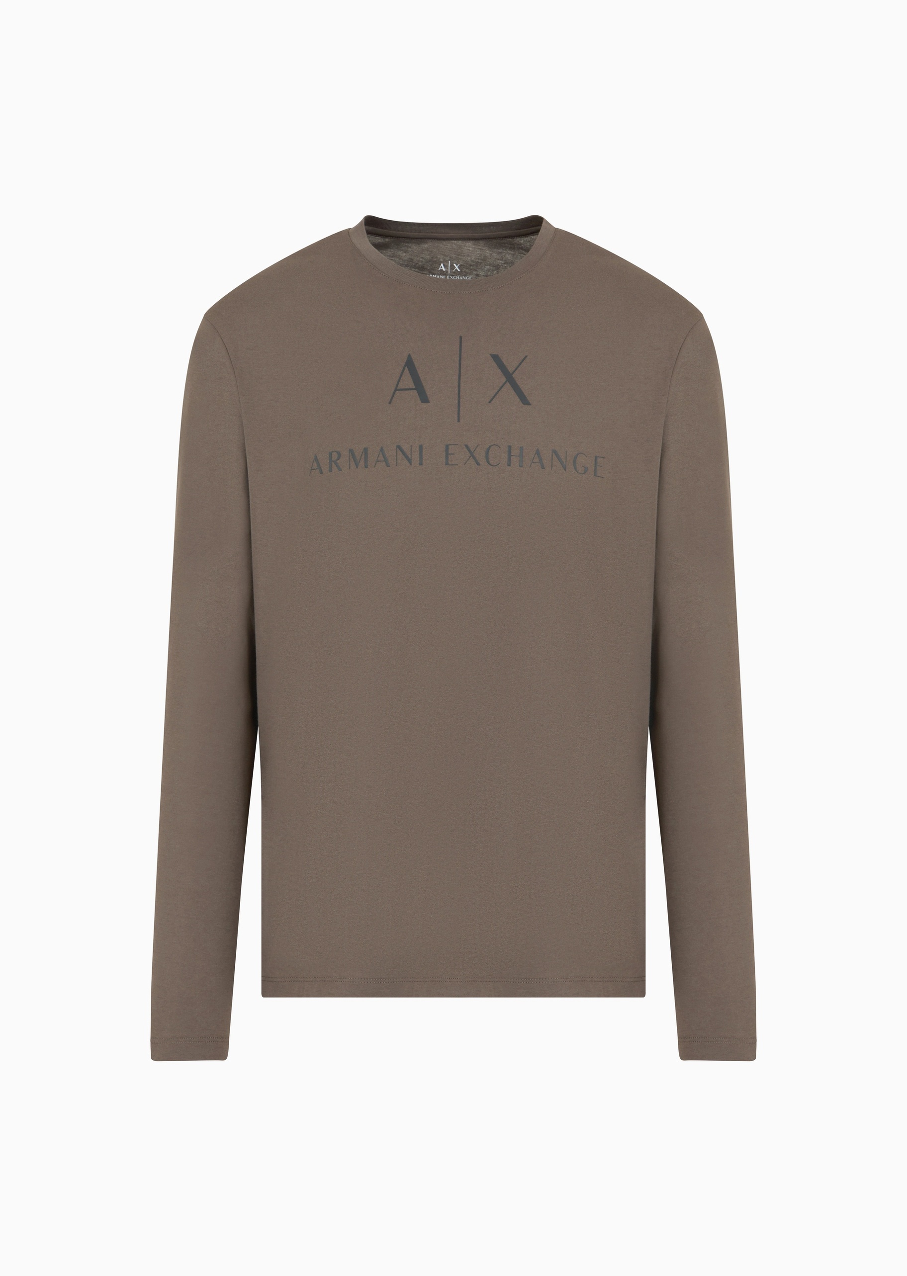 ARMANI EXCHANGE 男士全棉修身长袖圆领LOGO印花T恤