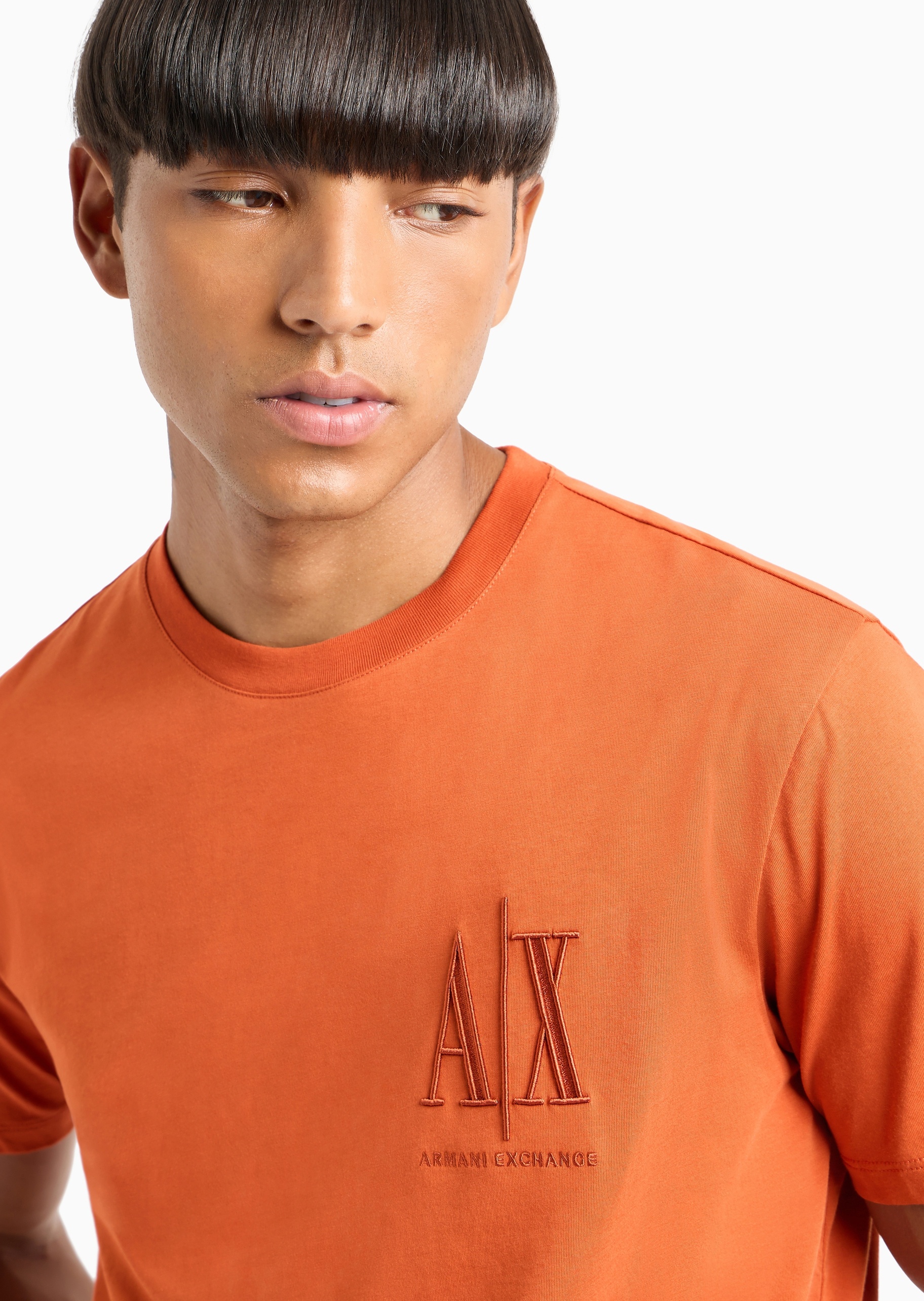 ARMANI EXCHANGE 男士全棉合身短袖圆领LOGO刺绣T恤