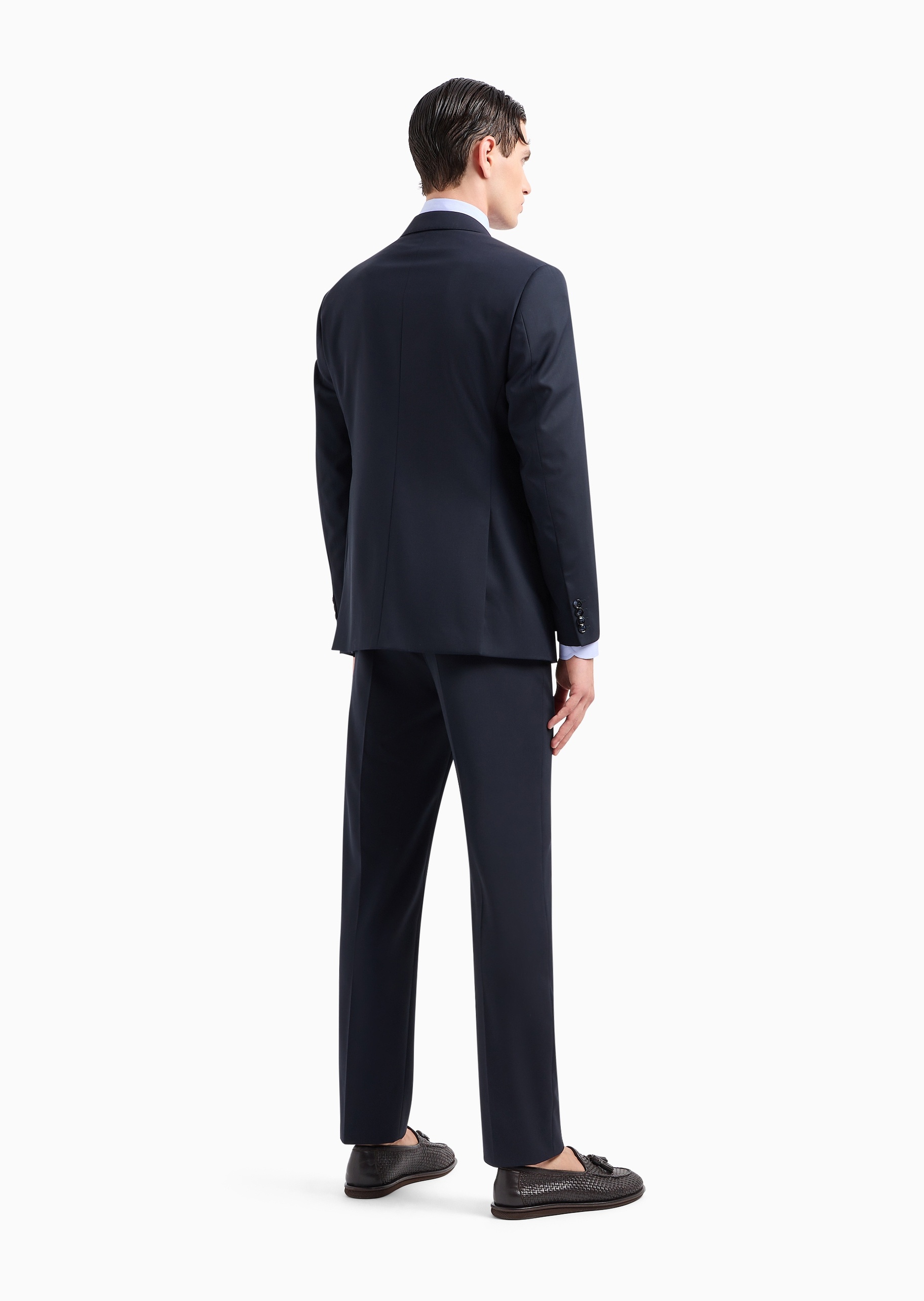Giorgio Armani 男士全绵羊毛平驳领单排扣直筒长裤西装套装