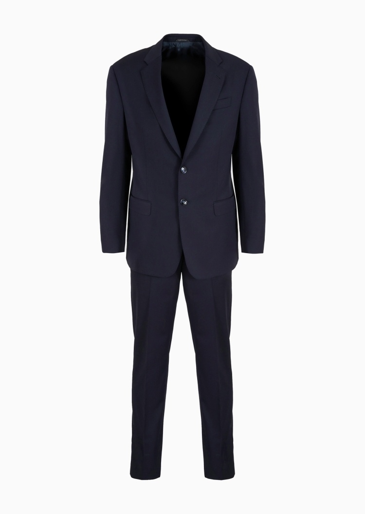 Giorgio Armani 男士全绵羊毛平驳领单排扣直筒长裤西装套装