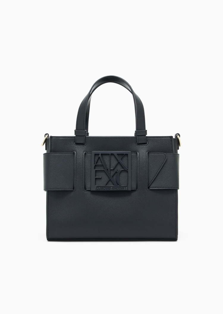 ARMANI EXCHANGE 女士小号拉链方形可拆卸肩带手提斜挎托特包