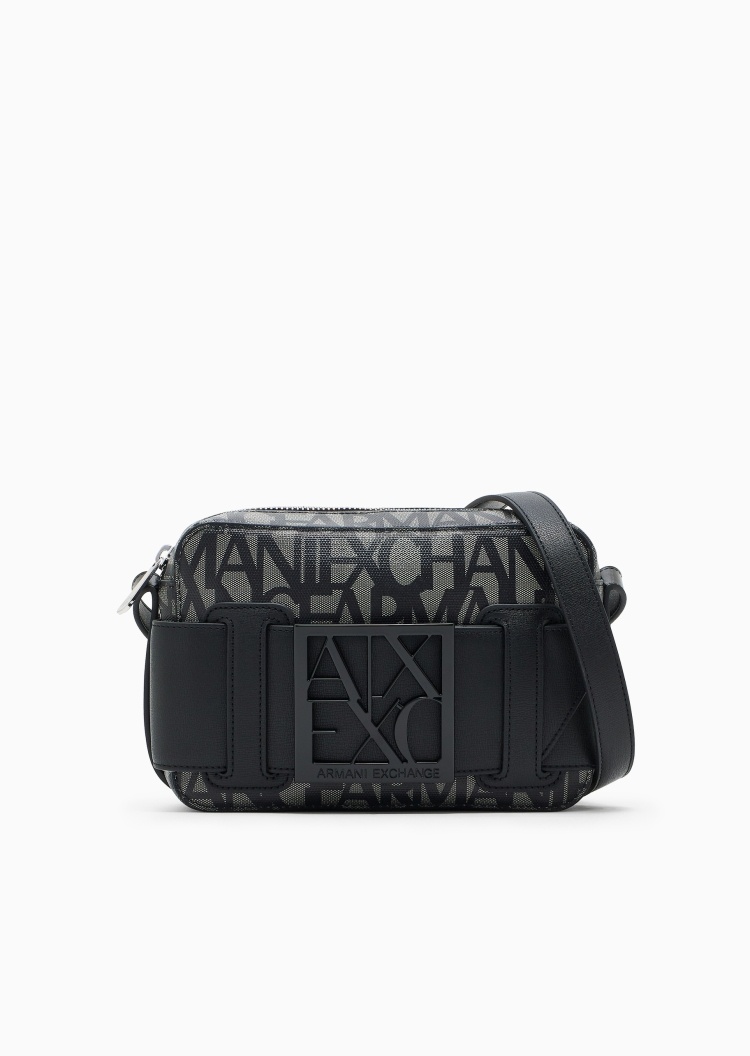 ARMANI EXCHANGE 女士全棉拉链长方形可调节单肩斜挎邮差包