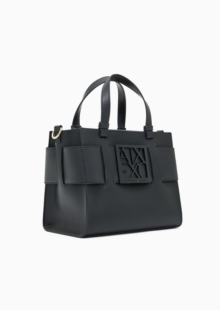 ARMANI EXCHANGE 女士小号拉链方形可拆卸肩带手提斜挎托特包