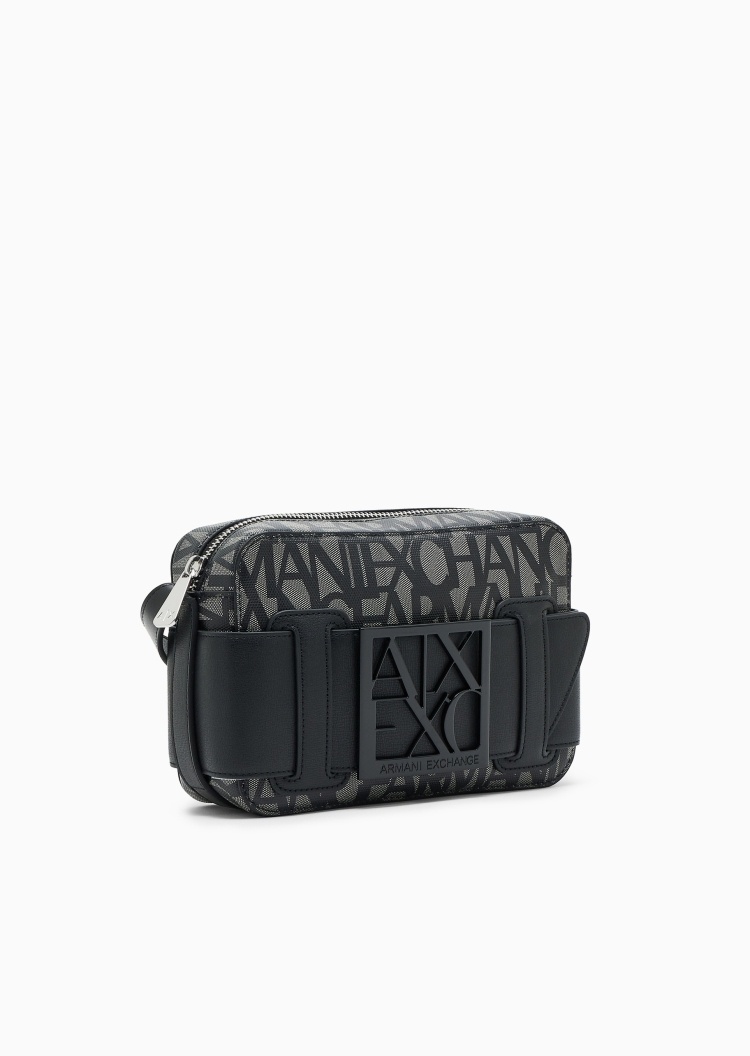 ARMANI EXCHANGE 女士全棉拉链长方形可调节单肩斜挎邮差包