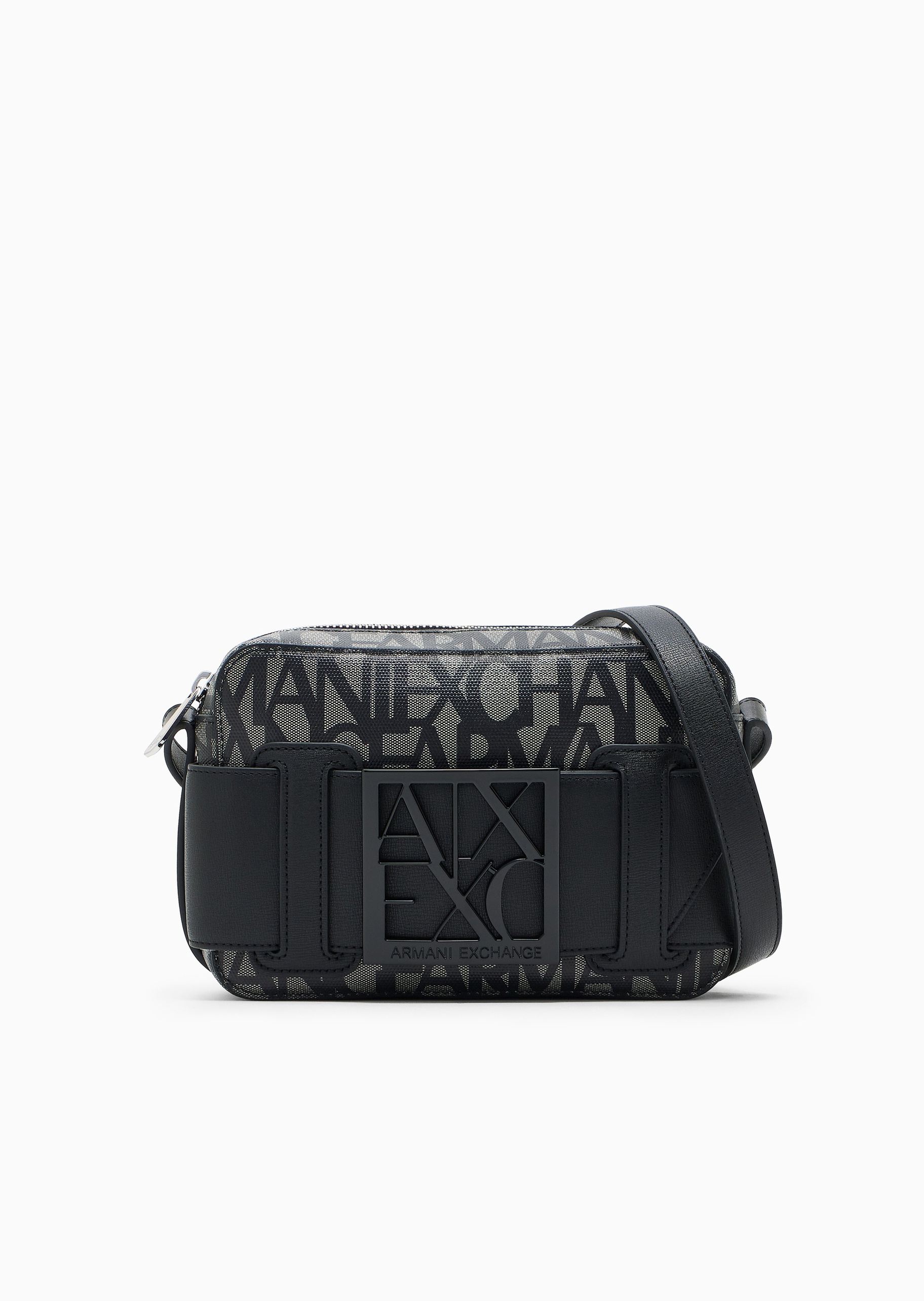 ARMANI EXCHANGE 女士全棉拉链长方形可调节单肩斜挎邮差包