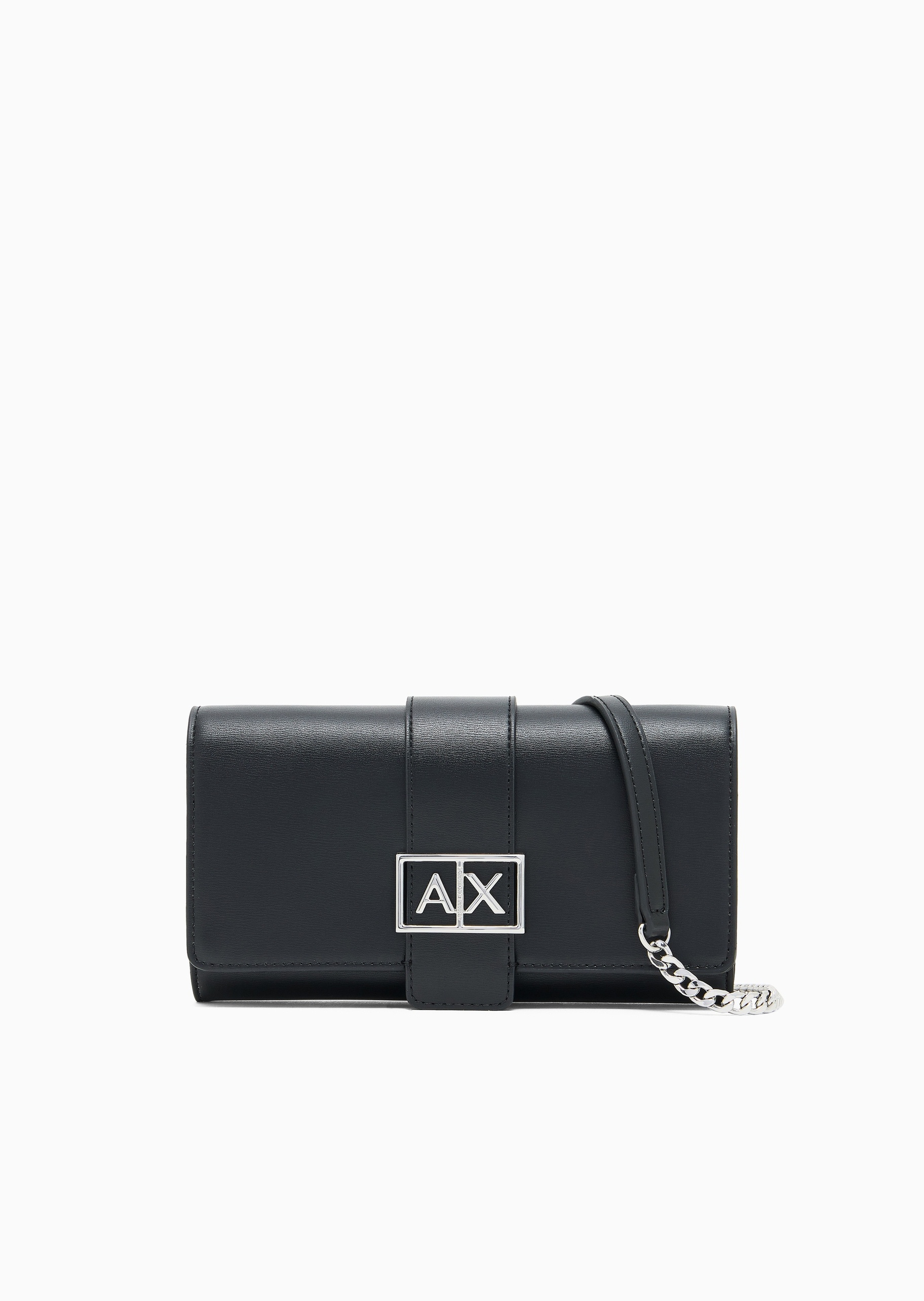 ARMANI EXCHANGE 女士磁扣翻盖横款链条单肩斜挎钱包