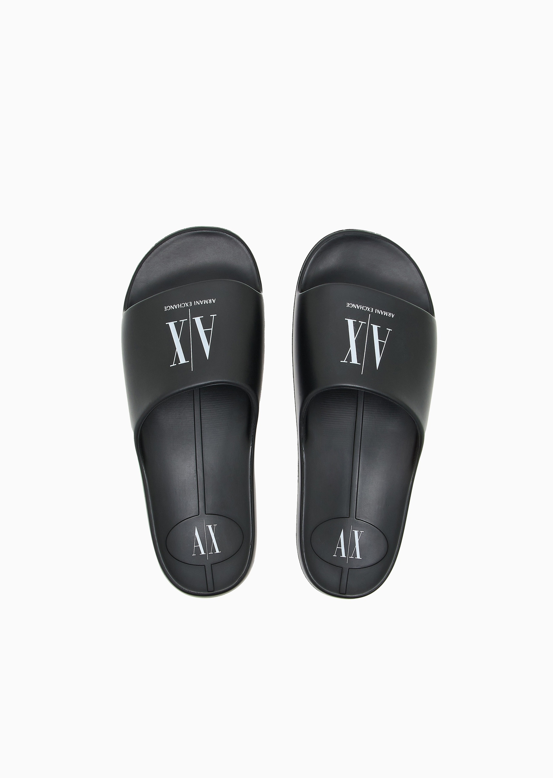 ARMANI EXCHANGE 男士单袢带圆头平底LOGO印花拖鞋