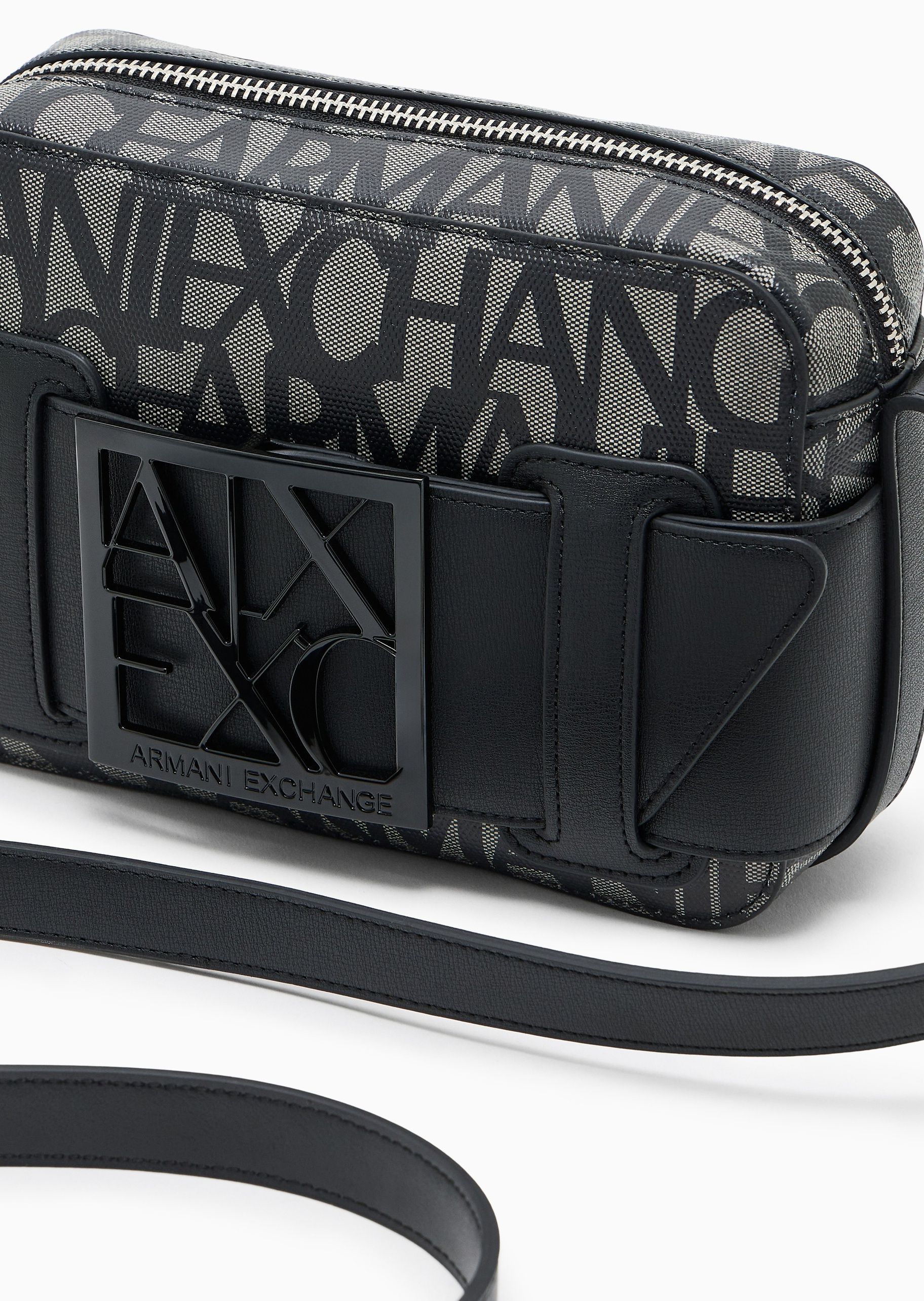 ARMANI EXCHANGE 女士全棉拉链长方形可调节单肩斜挎邮差包