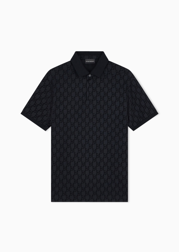 Emporio Armani 男士莱赛尔混纺轻薄短袖翻领植绒Polo衫