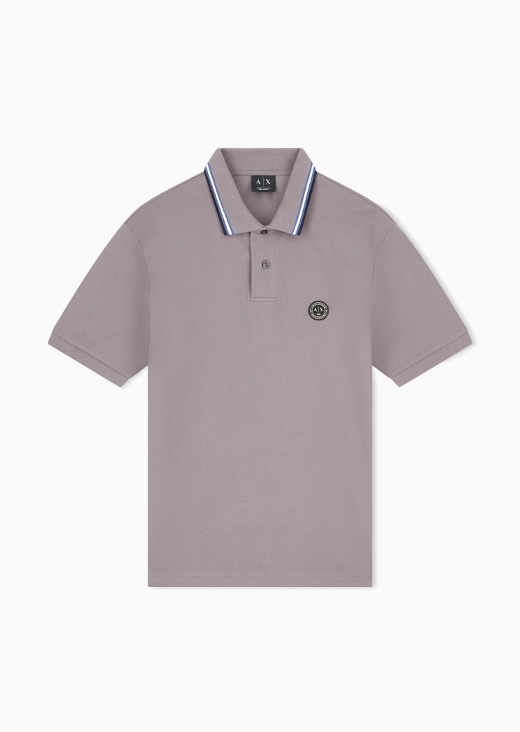 ARMANI EXCHANGE 男士纯棉短袖翻领条纹Polo衫