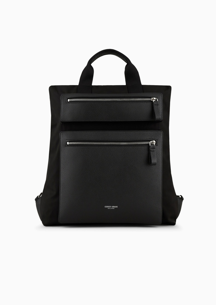 Giorgio Armani 男士商务休闲通勤大容量拉链手提双肩背包