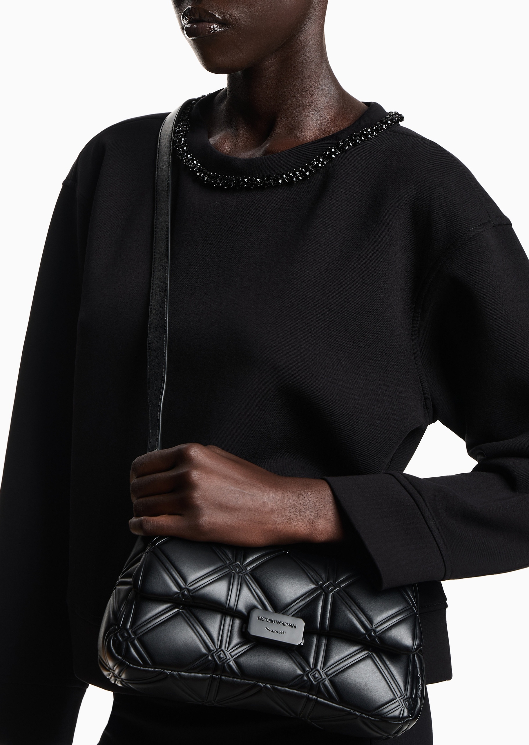 Emporio Armani 女士压花商务休闲通勤单肩斜挎包