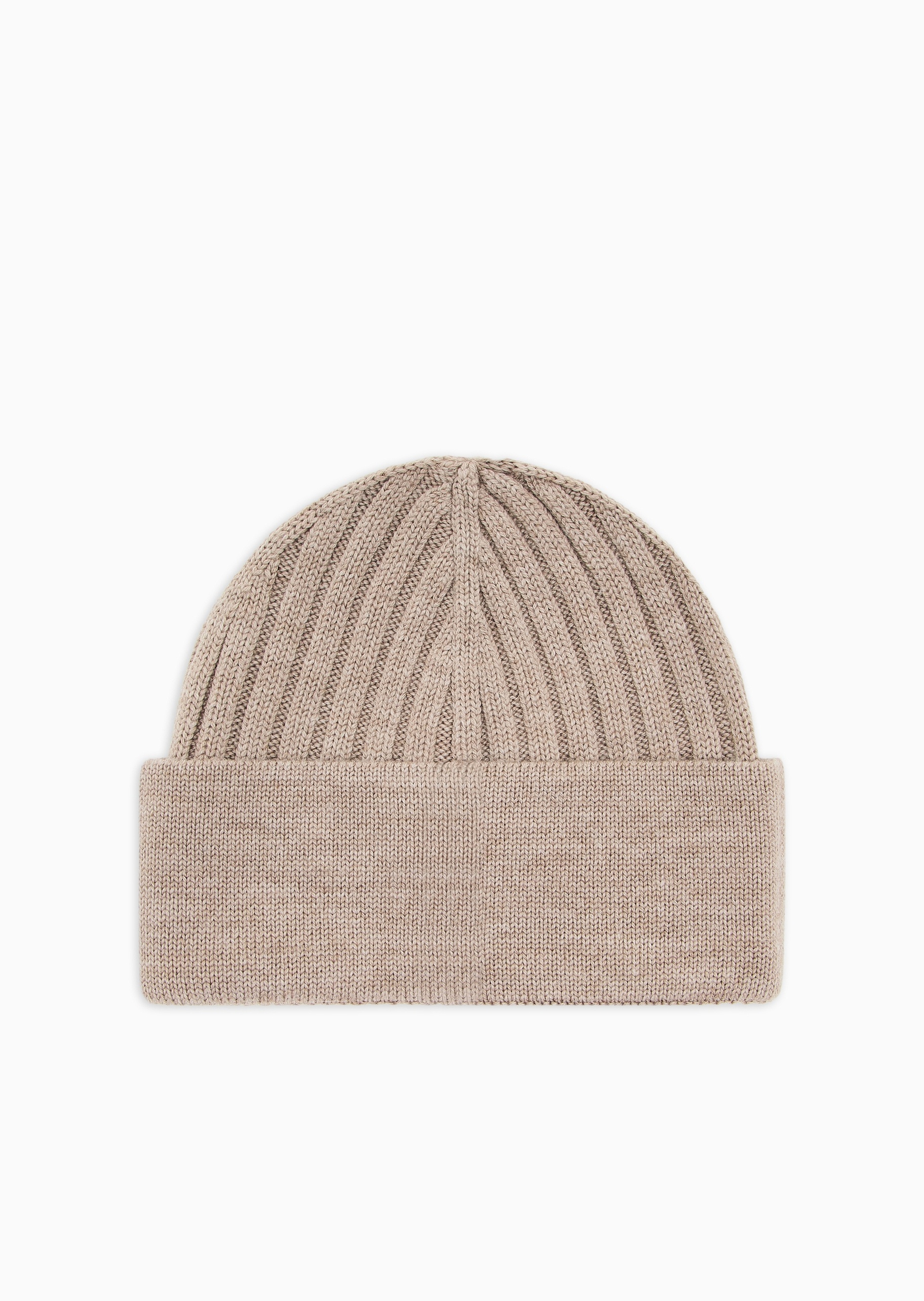 Emporio Armani 女士全绵羊毛圆顶翻边刺绣休闲针织帽