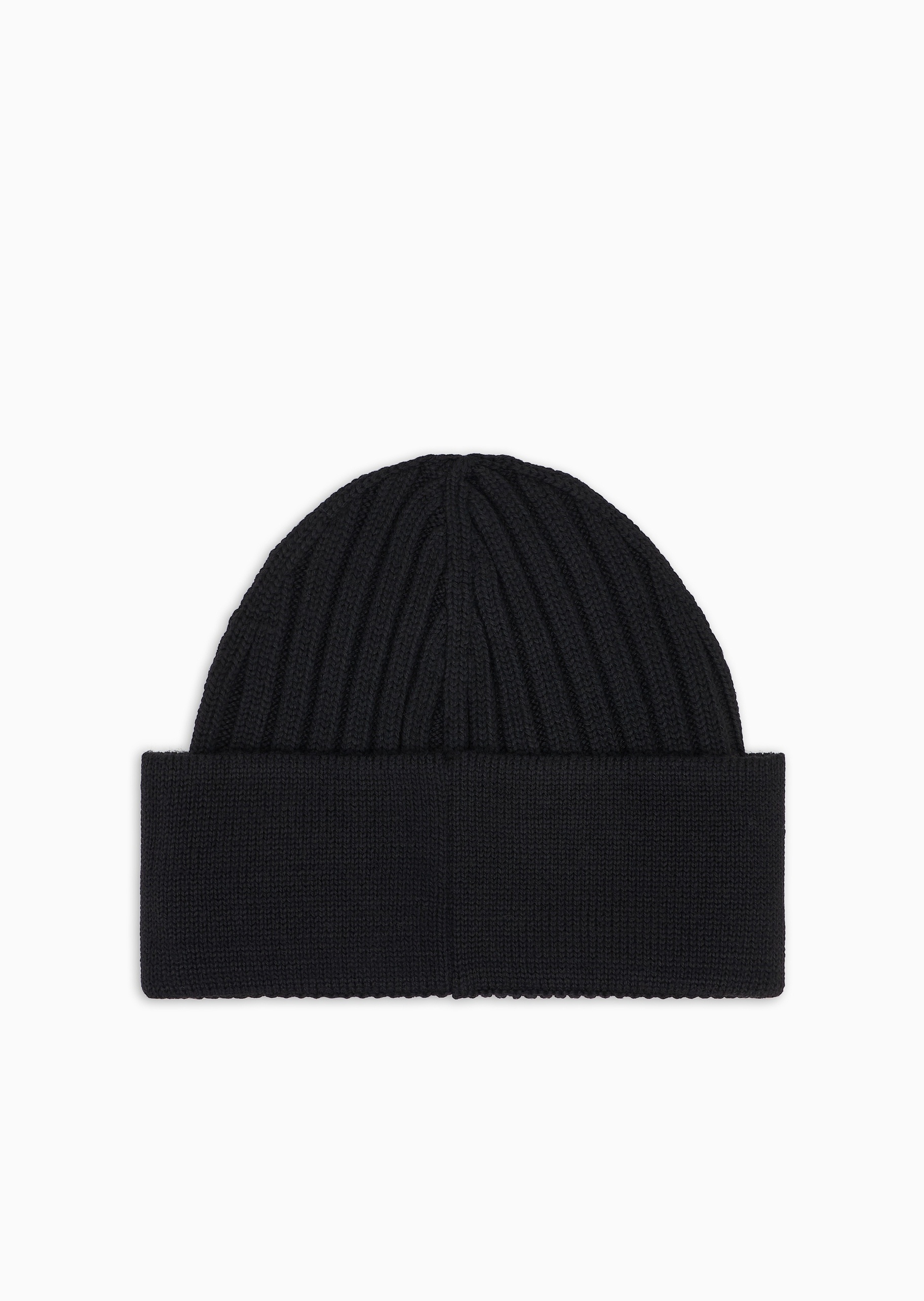 Emporio Armani 女士全绵羊毛圆顶翻边刺绣休闲针织帽